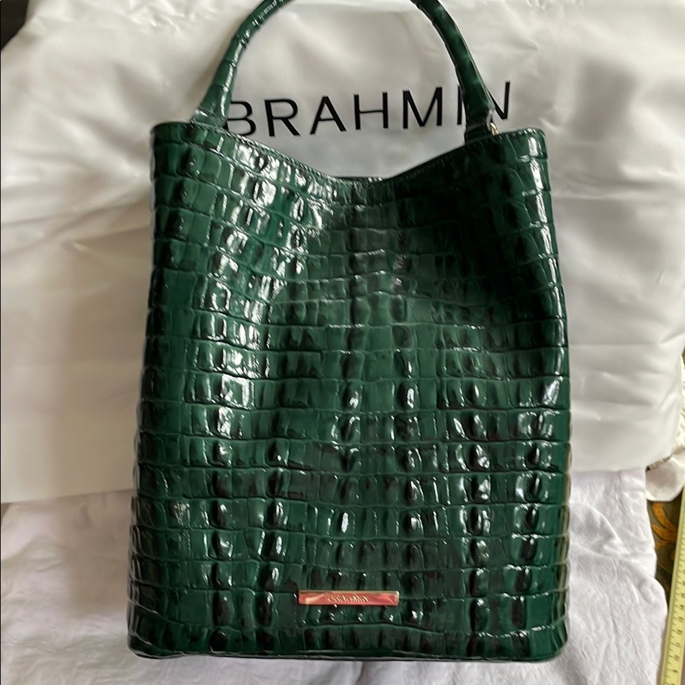 Brahmin Emerald Croc-Embossed Shoulder Bag